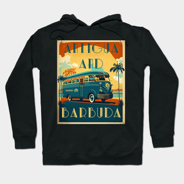 Antigua and Barbuda Vintage Travel Art Poster Hoodie by OldTravelArt